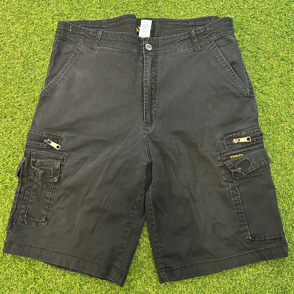 Stanley Mens Black Cargo Work Shorts Size 36 Multi Pocket Utility Outdoor Casual